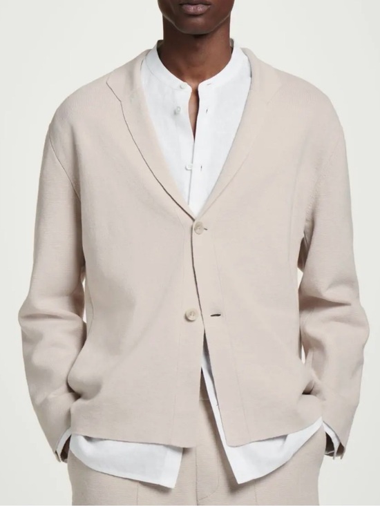 COS Other - COS Milano Knit Linen Blend Blazer Jacket Light Beige Relaxed Men's Medium NWT